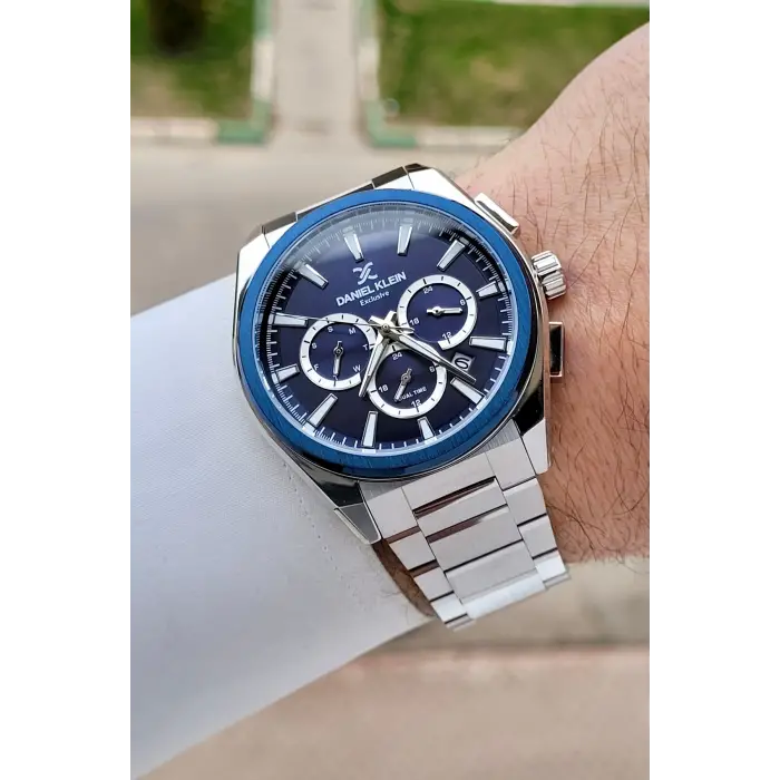 Gümüş Lacivert Renk 44 mm Hediye Paketli İç Göstergeleri Aktif Erkek Kol Saati