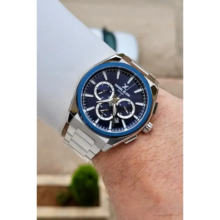 Gümüş Lacivert Renk 44 mm Hediye Paketli İç Göstergeleri Aktif Erkek Kol Saati
