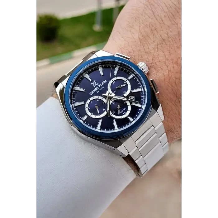 Gümüş Lacivert Renk 44 mm Hediye Paketli İç Göstergeleri Aktif Erkek Kol Saati