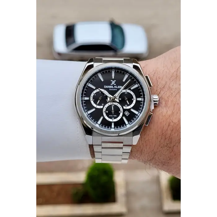 Kadranı Siyah Kordonu Gümüş Renk 44 mm İç Göstergeleri Aktif Erkek Kol Saati
