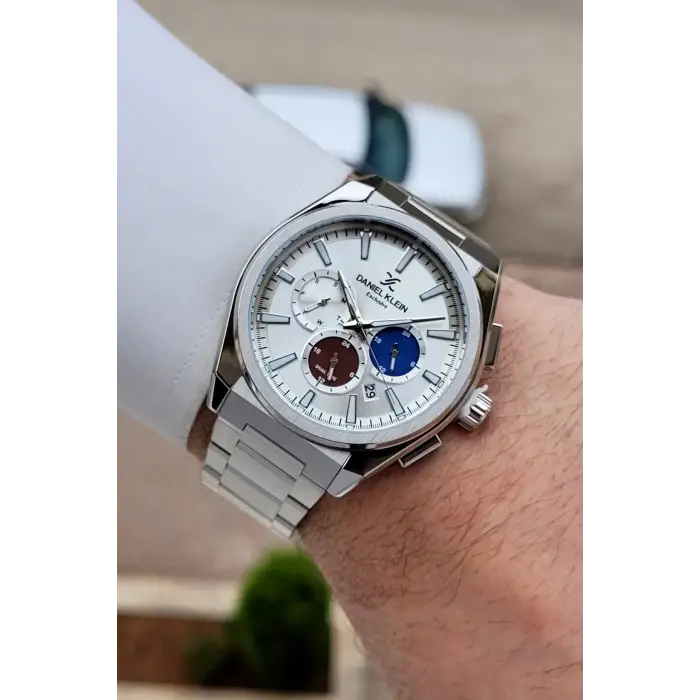 Kadranı Renkli Kordonu Gümüş Renk 44 mm İç Göstergeleri Aktif Erkek Kol Saati