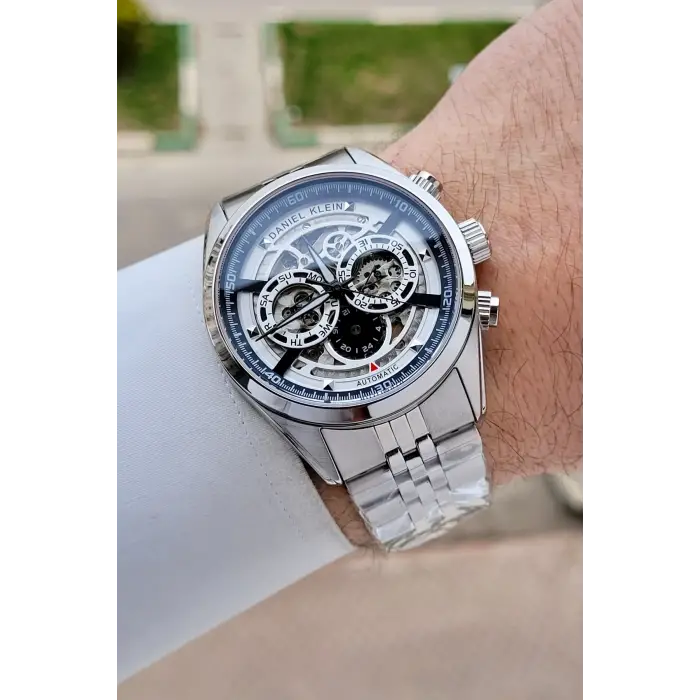 Gümüş Renk Otomatik 42 mm İç Göstergeleri Aktif Erkek Kol Saati
