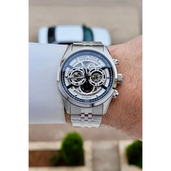 Gümüş Renk Otomatik 42 mm İç Göstergeleri Aktif Erkek Kol Saati
