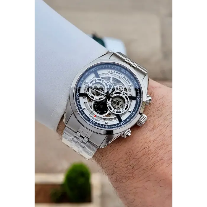 Gümüş Renk Otomatik 42 mm İç Göstergeleri Aktif Erkek Kol Saati