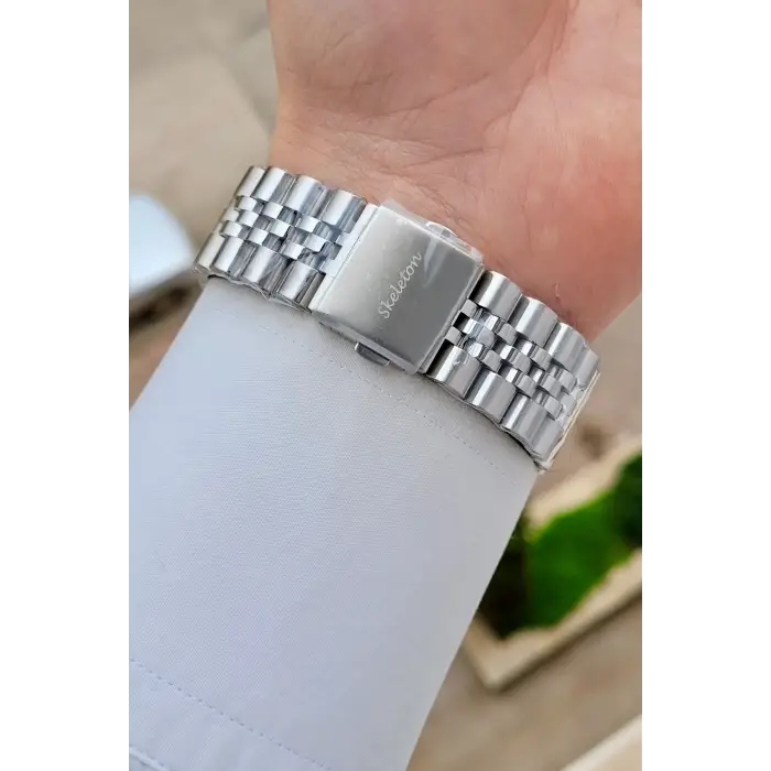 Gümüş Renk Otomatik 42 mm İç Göstergeleri Aktif Erkek Kol Saati