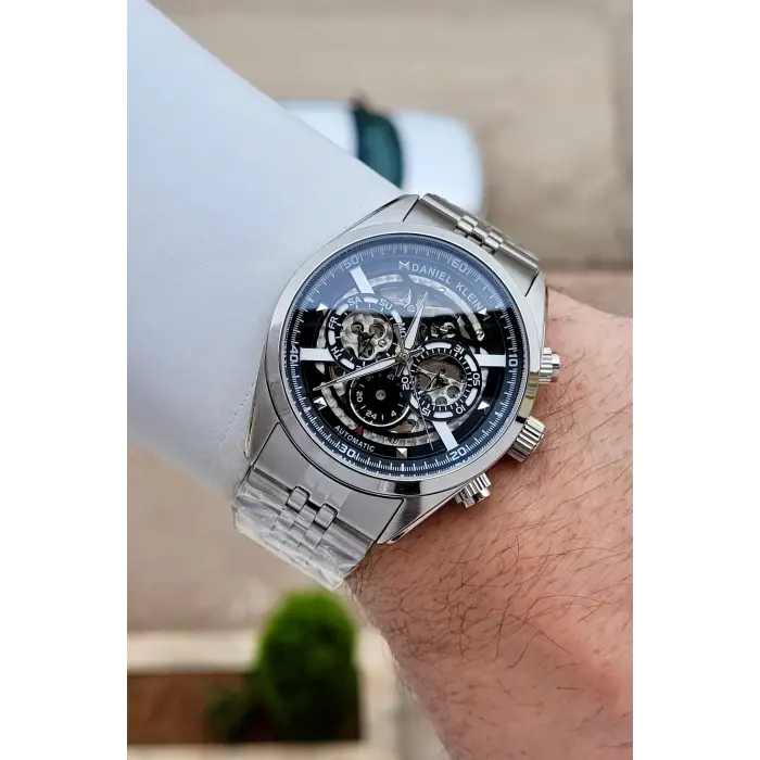 Gümüş Siyah Renk Otomatik 42 mm İç Göstergeleri Aktif Erkek Kol Saati