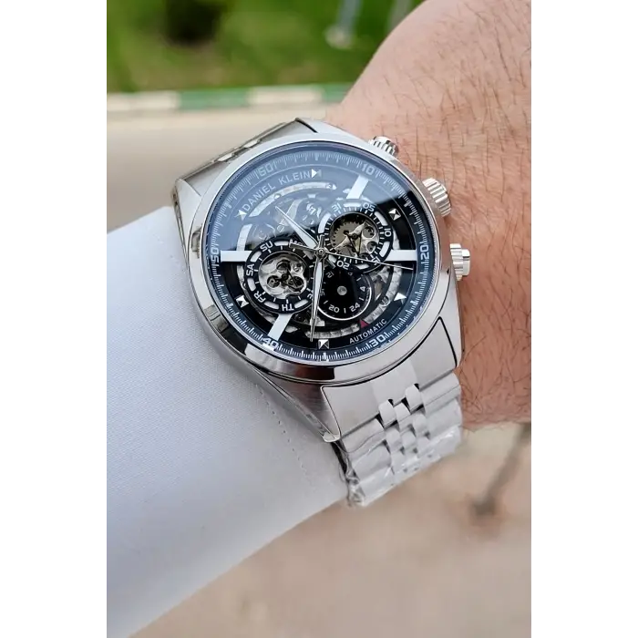 Gümüş Siyah Renk Otomatik 42 mm İç Göstergeleri Aktif Erkek Kol Saati