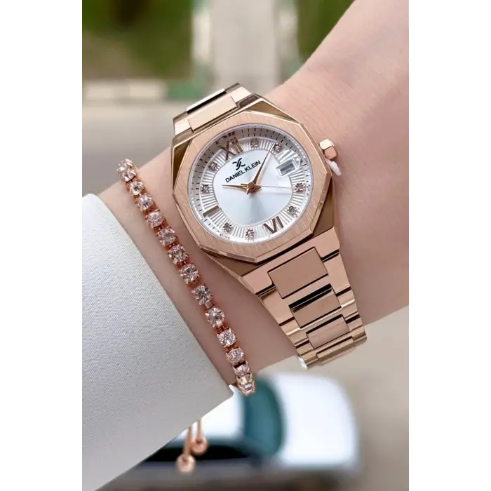 Rose Renk Hediye Paketli 30 Mm Kadın Kol Saati ve Bileklik