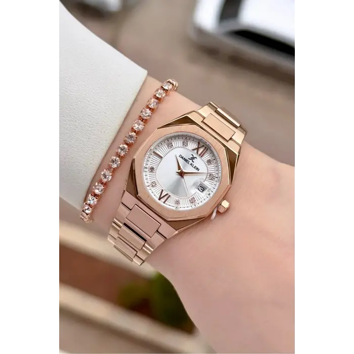 Rose Renk Hediye Paketli 30 Mm Kadın Kol Saati ve Bileklik