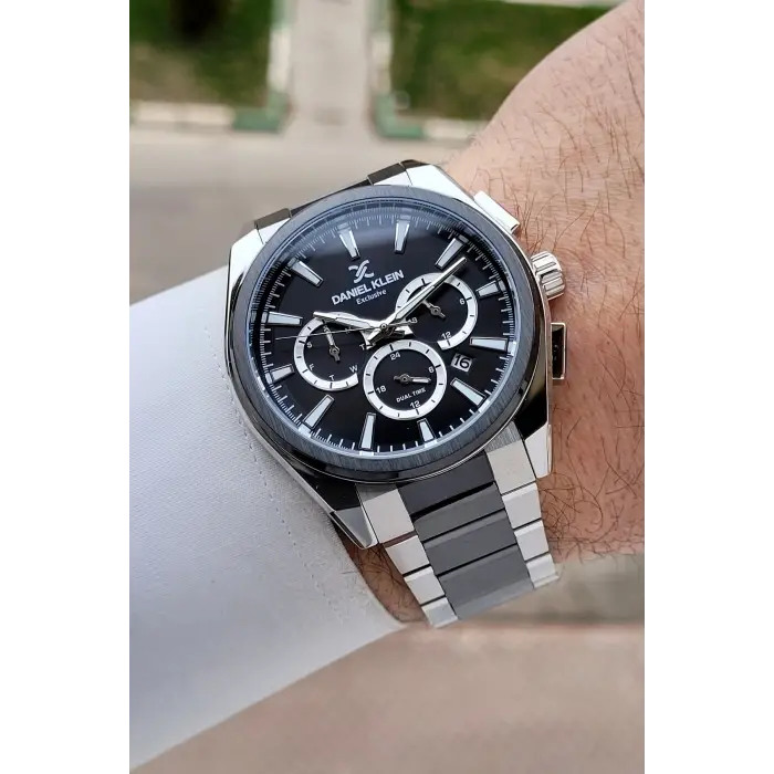 Siyah Gümüş Renk 44 mm Hediye Paketli İç Göstergeleri Aktif Erkek Kol Saati