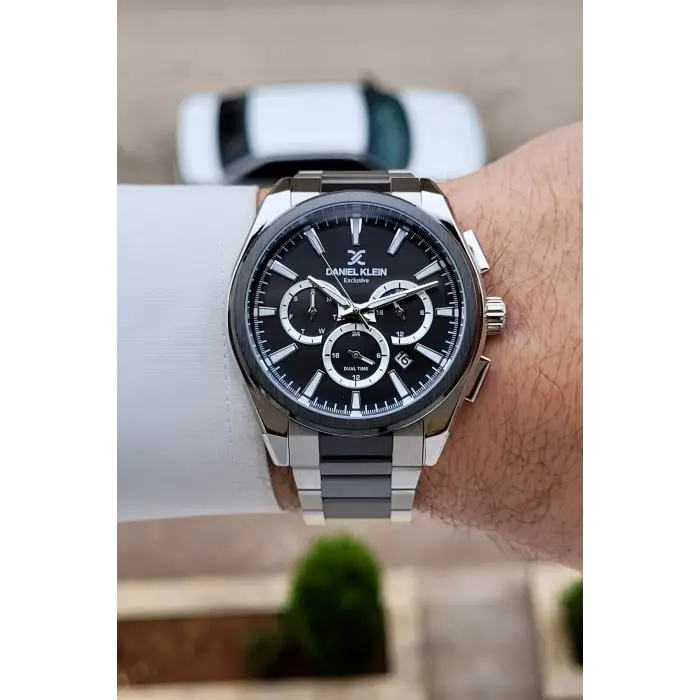 Siyah Gümüş Renk 44 mm Hediye Paketli İç Göstergeleri Aktif Erkek Kol Saati