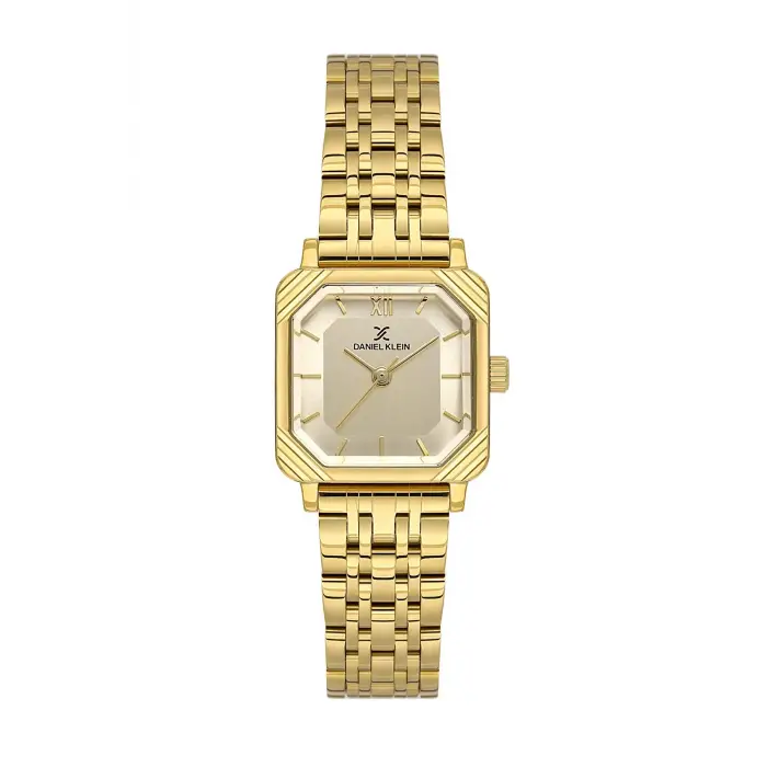 Kadranı Sarı Kordonu Gold Renk Hediye Paketli 23 Mm Kare Kadın Kol Saati ve Bileklik