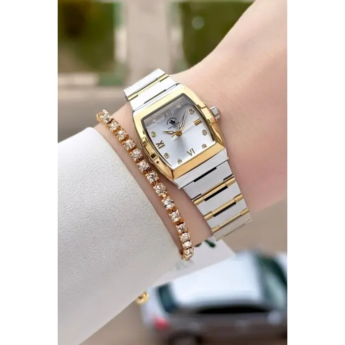 Santa Barbara Polo & Racquet Club Gold Gümüş Renk 23,5 Mm Kadın Kol Saati ve Bileklik