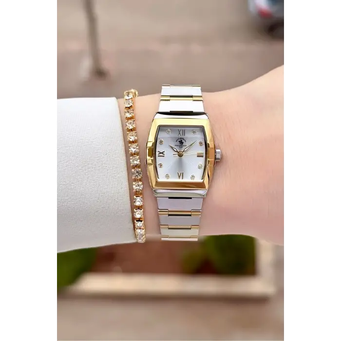 Santa Barbara Polo & Racquet Club Gold Gümüş Renk 23,5 Mm Kadın Kol Saati ve Bileklik