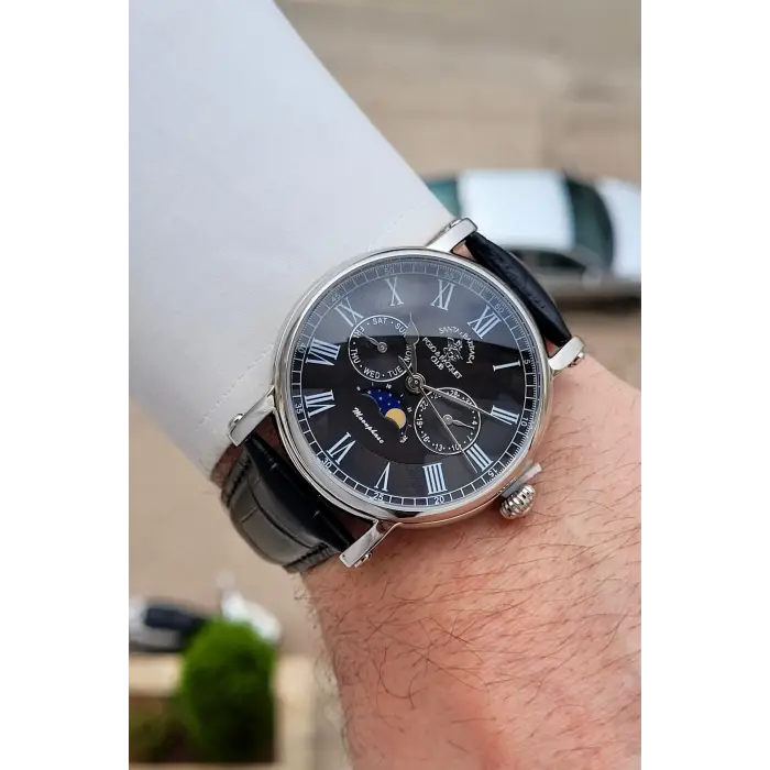 Santa Barbara Polo & Racquet Club Kasası Gümüş Kordonu Siyah Renk 42,5 mm Erkek Kol Saati