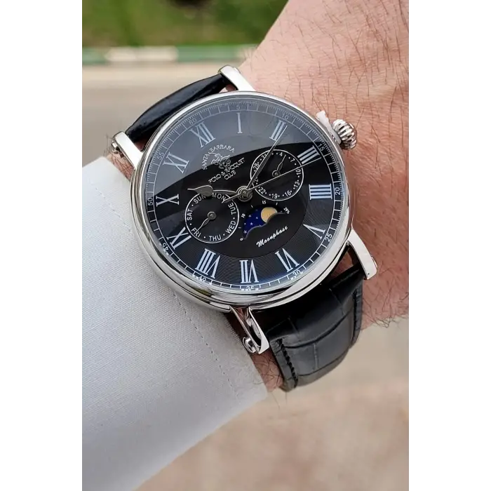 Santa Barbara Polo & Racquet Club Kasası Gümüş Kordonu Siyah Renk 42,5 mm Erkek Kol Saati