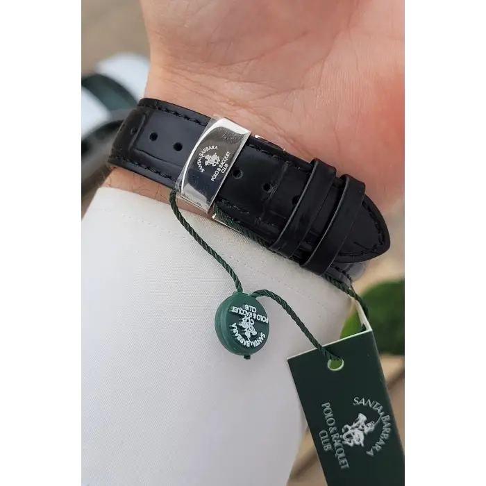 Santa Barbara Polo & Racquet Club Kasası Gümüş Kordonu Siyah Renk 42,5 mm Erkek Kol Saati