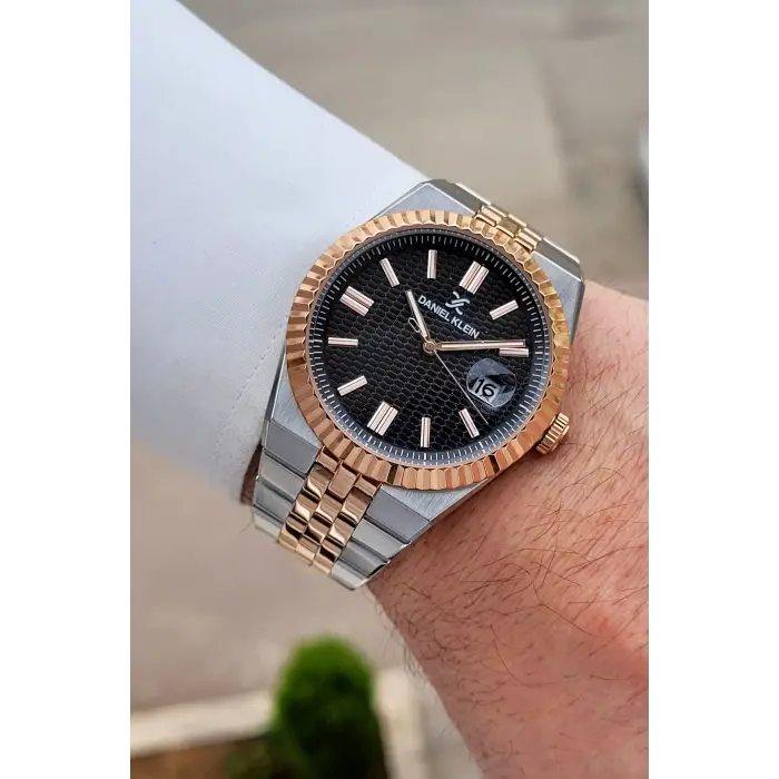 Kadranı Siyah Kordonu Rose Gümüş Renk 41 Mm Erkek Kol Saati