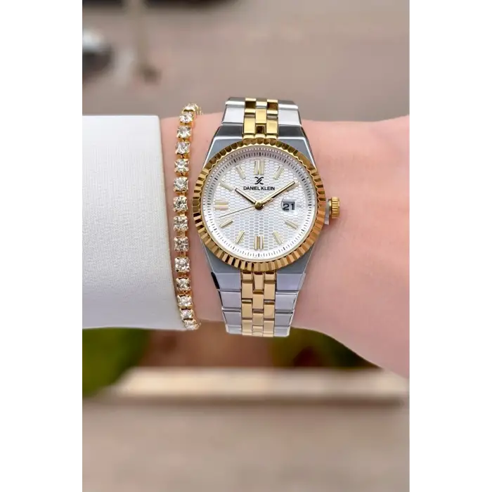 Gold Gümüş Renk 30 mm Kadın Kol Saati ve Bileklik