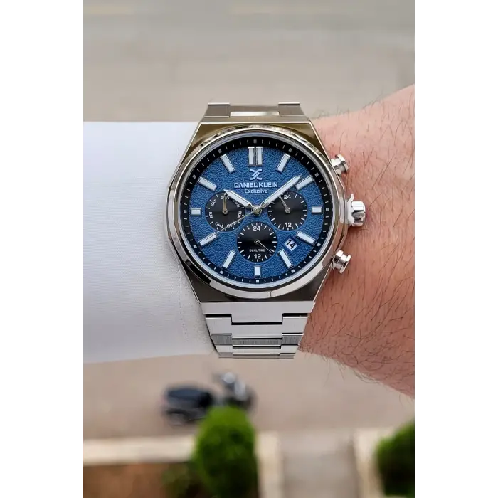 Kadranı Mavi Kordonu Gümüş Renk 43 mm Erkek Kol Saati