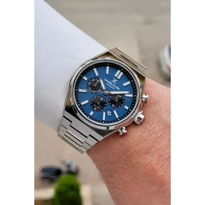 Kadranı Mavi Kordonu Gümüş Renk 43 mm Erkek Kol Saati