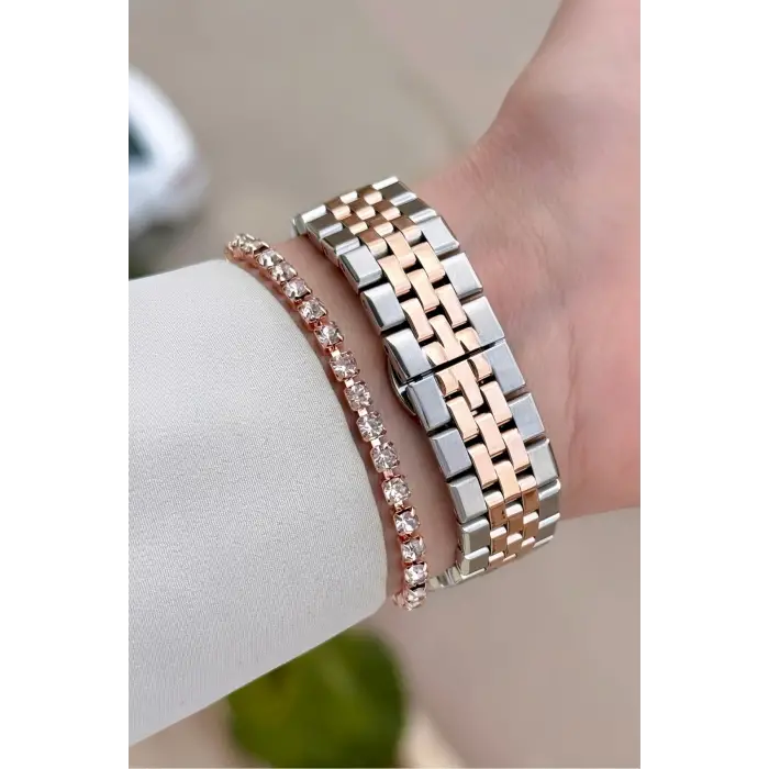 Kadranı Bordo Kordonu Rose Gümüş Renk 30 mm Kadın Kol Saati ve Bileklik