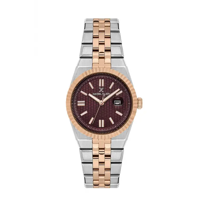 Kadranı Bordo Kordonu Rose Gümüş Renk 30 mm Kadın Kol Saati ve Bileklik