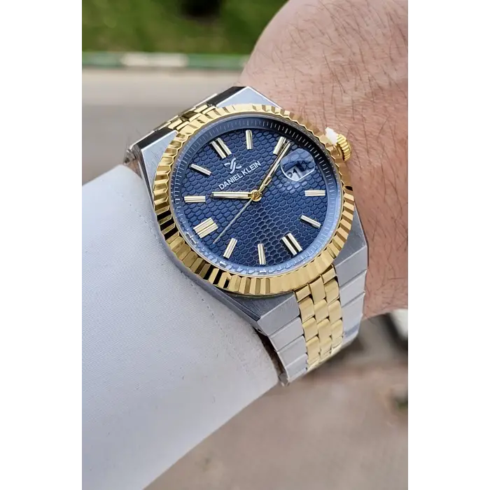 Kadranı Lacivert Kordonu Gold Gümüş Renk 41 Mm Erkek Kol Saati