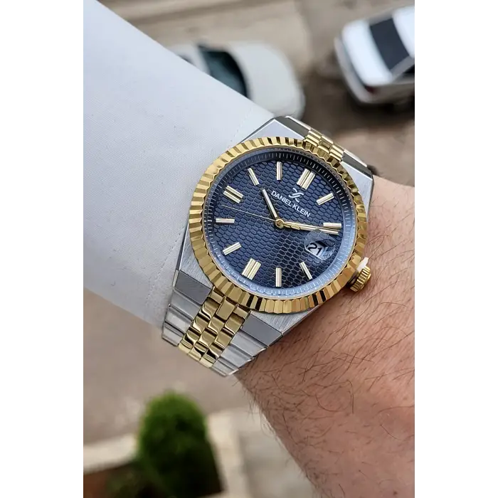 Kadranı Lacivert Kordonu Gold Gümüş Renk 41 Mm Erkek Kol Saati