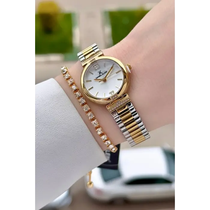 Gold Gümüş Renk 26 Mm Kadın Kol Saati ve Bileklik