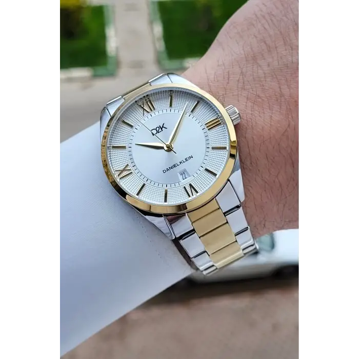 Gold Gümüş Renk Takvimli Erkek Kol Saati