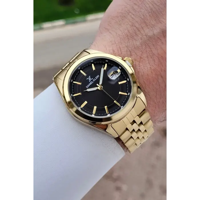 Kadranı Siyah Kordonu Gold Renk 42 Mm Erkek Kol Saati