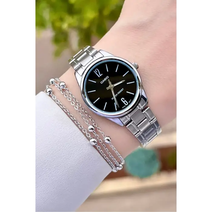 Casio CSISTE18 Kadranı Siyah Kordonu Gümüş Renk Hediye Paketli Kadın Kol Saati