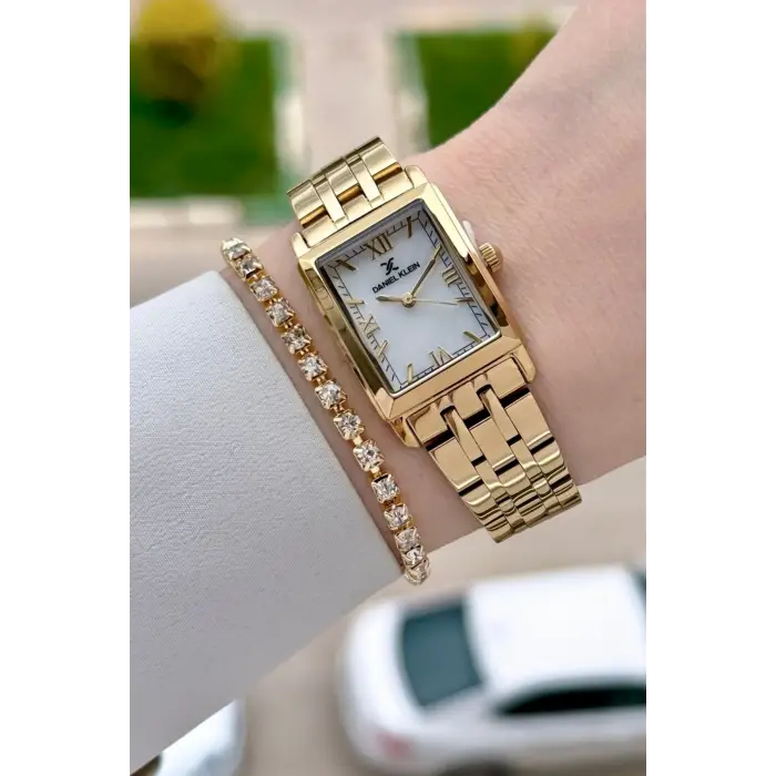 Kadranı Sedefli Kordonu Gold Renk 22 mm Kadın Kol Saati