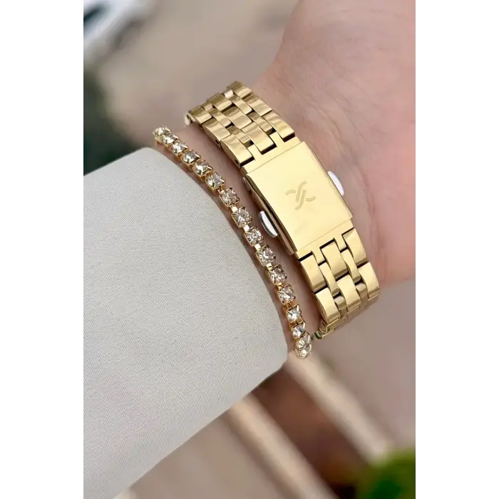 Kadranı Sedefli Kordonu Gold Renk 22 mm Kadın Kol Saati