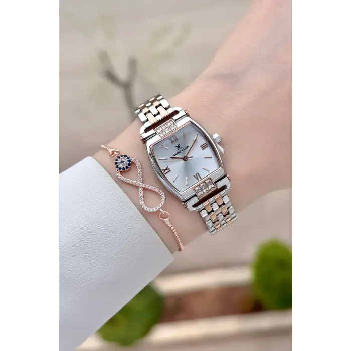 Rose Gümüş Renk 24 mm Hediye Paketli Kadın Kol Saati