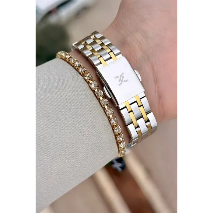 Gold Gümüş Renk 22 mm Kadın Kol Saati