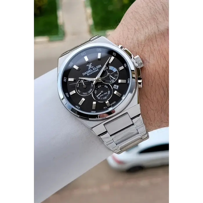 BUSINESS Kadranı Siyah Kordonu Gümüş Renk 45 Mm Full Çelik 5 ATM Erkek Kol Saati