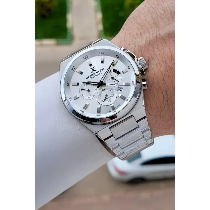 BUSINESS Gümüş Renk 45 Mm Full Çelik 5 ATM Erkek Kol Saati