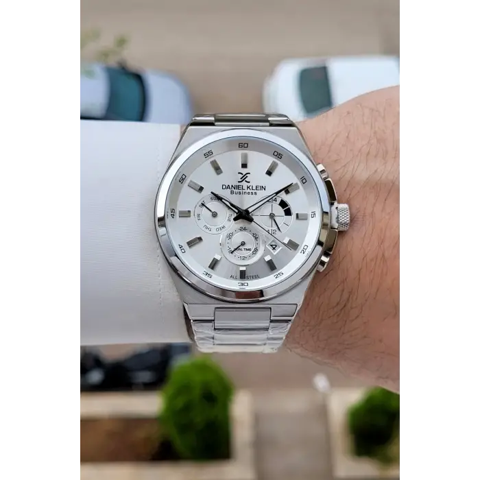 BUSINESS Gümüş Renk 45 Mm Full Çelik 5 ATM Erkek Kol Saati