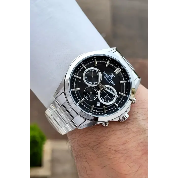 Kadranı Siyah Kordonu Gümüş Renk 44 Mm Hediye Paketli İç Göstergeleri Aktif Erkek Kol Saati