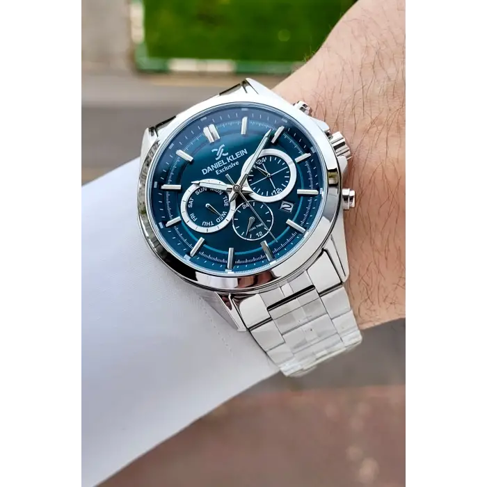 Kadranı Mavi Kordonu Gümüş Renk 44 Mm Hediye Paketli İç Göstergeleri Aktif Erkek Kol Saati