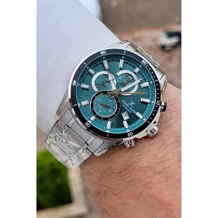 Kadranı Yeşil Kordonu Gümüş Renk 44 Mm İç Göstergeleri Aktif Erkek Kol Saati