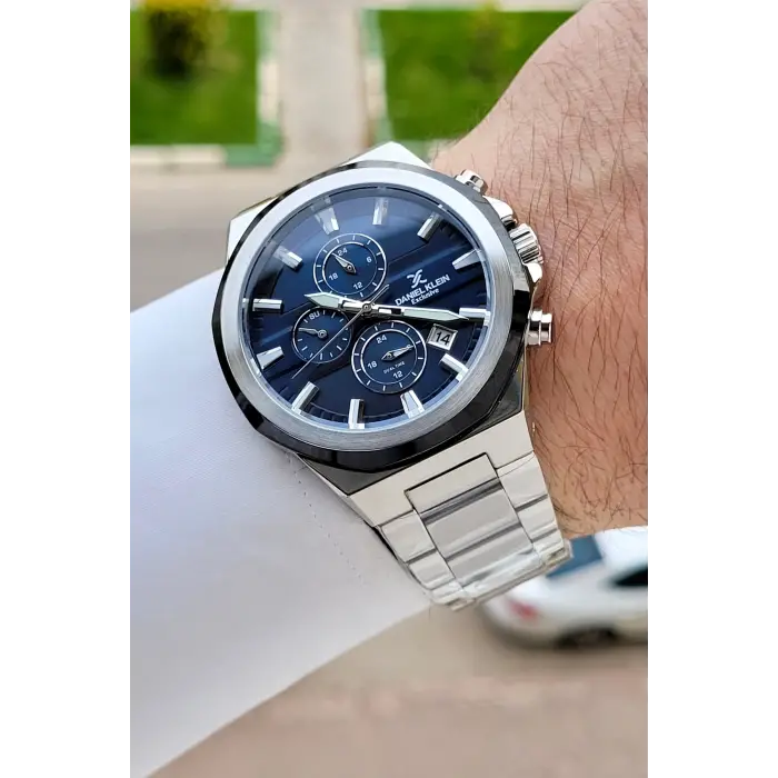 Kadranı Mavi Kordonu Gümüş Renk 44 Mm Hediye Paketli İç Göstergeleri Aktif Erkek Kol Saati