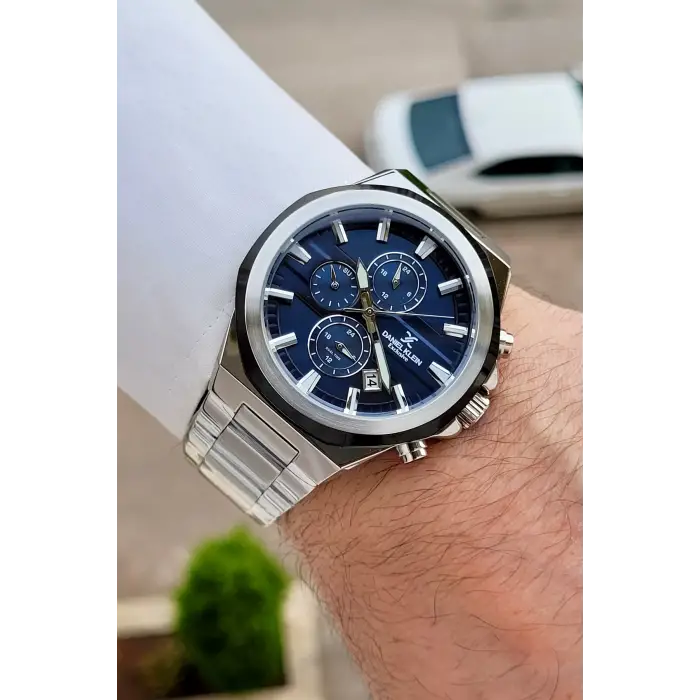 Kadranı Mavi Kordonu Gümüş Renk 44 Mm Hediye Paketli İç Göstergeleri Aktif Erkek Kol Saati