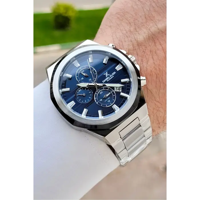 Kadranı Mavi Kordonu Gümüş Renk 44 Mm Hediye Paketli İç Göstergeleri Aktif Erkek Kol Saati