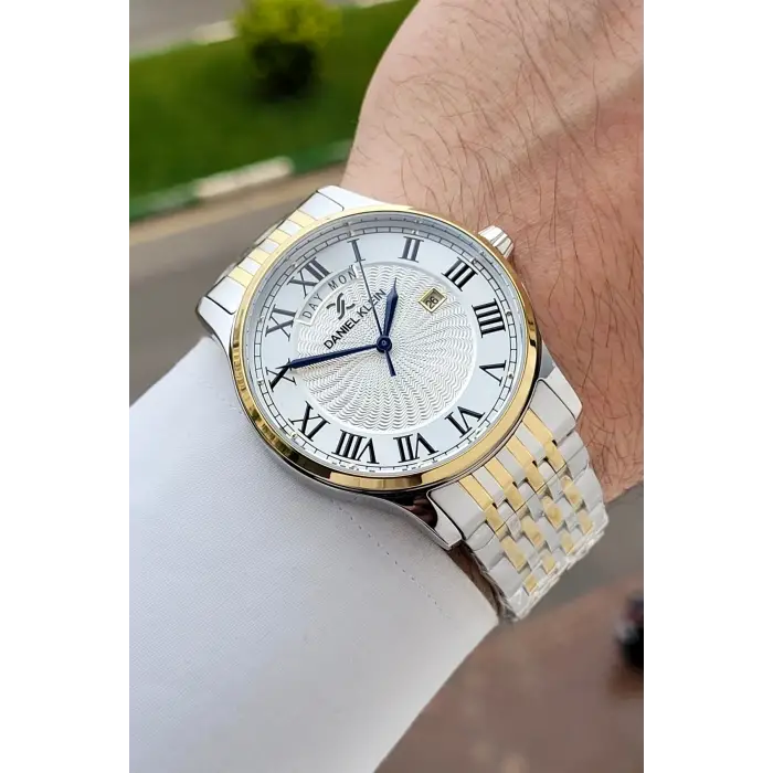 Gold Gümüş Renk Hediye Paketli 42 mm Erkek Kol Saati