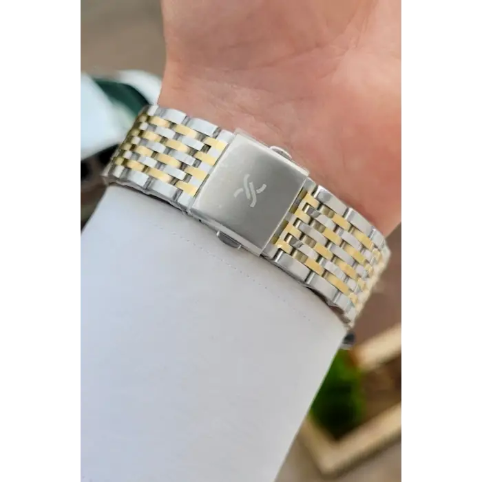 Gold Gümüş Renk Hediye Paketli 42 mm Erkek Kol Saati