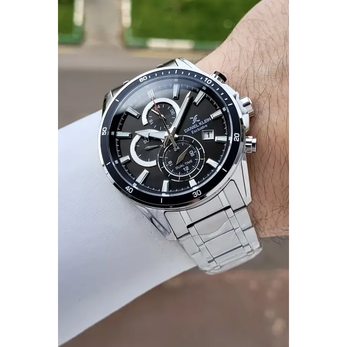 Kadranı Siyah Kordonu Gümüş Renk 44 Mm Hediye Paketli İç Göstergeleri Aktif Erkek Kol Saati