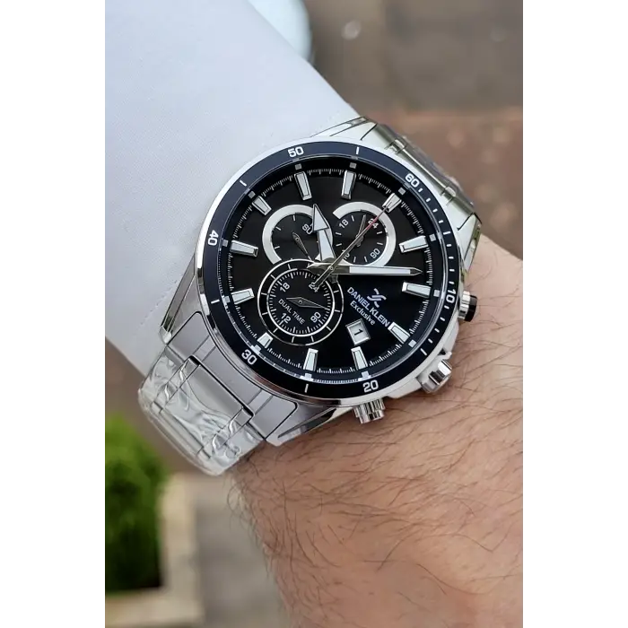 Kadranı Siyah Kordonu Gümüş Renk 44 Mm Hediye Paketli İç Göstergeleri Aktif Erkek Kol Saati